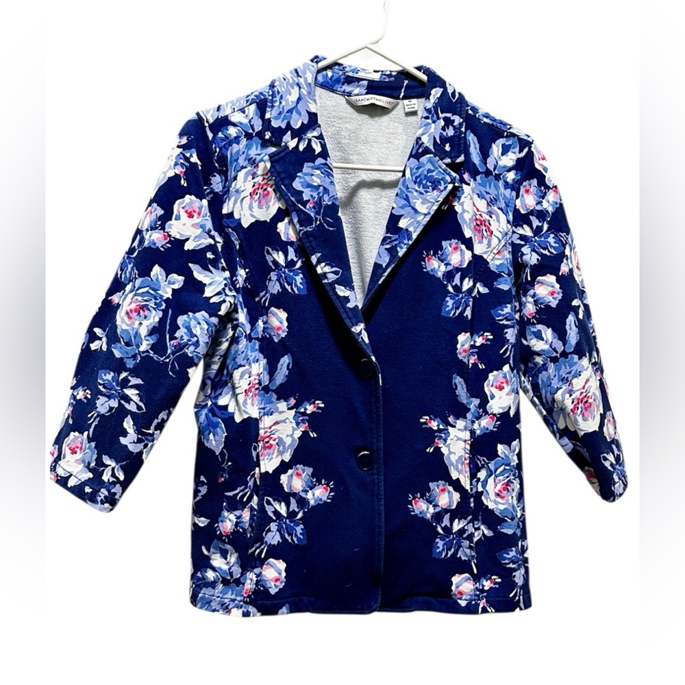 Isaac Mizrahi 2 button Navy Floral Women's Blazer